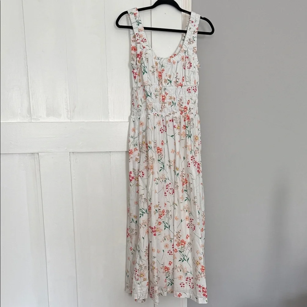 LOFT White Maxi Sundress with Pink & Orange Floral Print - Picture 3 of 6